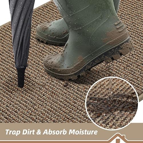 BEQHAUSE Dirt Trapper Door Mat 32" x 48", Non-Slip Washable Doormats Entrance Mat, Dirt Resistant and Absorbent Welcome Mat, Low Profile Floor Mats for Front Back Door and Entryway, Taupe thumbnail 3