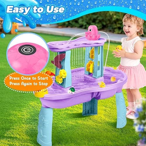 Water Table Pump, Battery Powered Continuous Water Pump for Water Table, Cordless Octopus Rechargeable Magnetic Pump, No Drill Installation, Outdoor Water Play Accessory for Kids (Pink) thumbnail 4