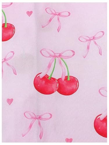 WDIRARA Women's 2 Piece Bow Cherry Print Pajama Set Short Sleeve Button Down Shorts Sleepwear Pjs thumbnail 5