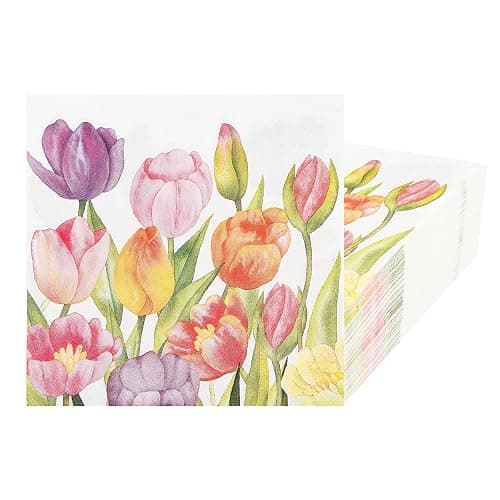 100 Spring Flowers Luncheon Napkins Watercolor Tulip Paper Hand Napkins 6.5 Inch Floral Garden Party Beverage Napkins for Baby Shower Wedding Easter Party Supplies thumbnail 8