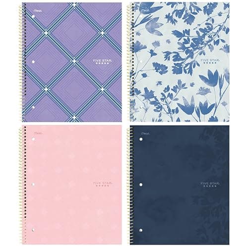 Five Star Spiral Notebook + Study App, 1 Subject, College Ruled Paper, 8-1/2" x 11", 80 Sheets, Styles, 4 Pack (850222F) thumbnail 7