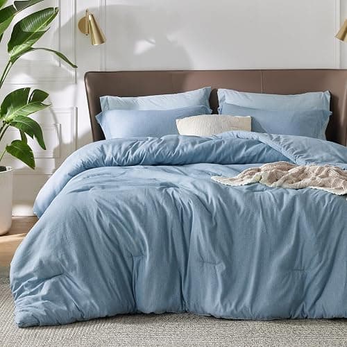 Bedsure Twin/Twin XL Comforter Set - Storm Blue Soft Bedding for All Seasons, Cationic Dyed Bed Set, 2 Pieces, 1 Twin Size Comforter (68"x88") and 1 Pillow Sham (20"x26"+2") - Twin/Twin XL - 20 - Storm Blue - Image 1