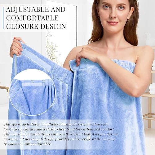 PJGGZ Towel Wrap for Women, Three Adjust Clasps Closure Bath Wraps After Shower Spa Sauna Bathrobe(Available in Plus Size) thumbnail 3