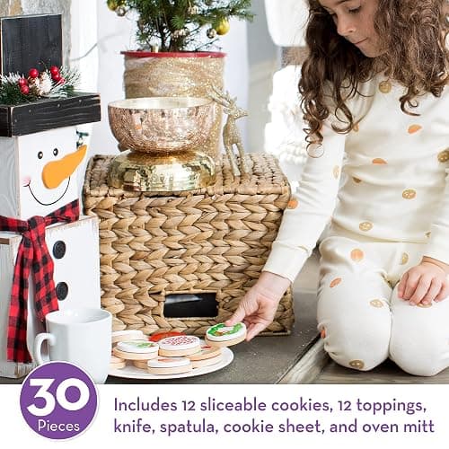 Melissa & Doug Slice and Bake Wooden Christmas Cookie Play Food SetPretend Holiday Santa Cookies for Kids 3+ thumbnail 3