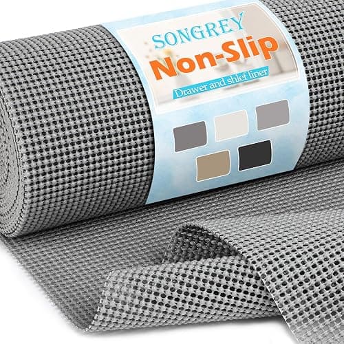 Songrey Non-Slip Shelf Cabinet and Drawer Liner, 12IN x 20FT, Dark Gray | No Adhesive Residue, Strong Grip, Thick PVC Mat, for Kitchen Shelves, Bathroom Drawers, Home Essentials, Snip to Fit - Image 1