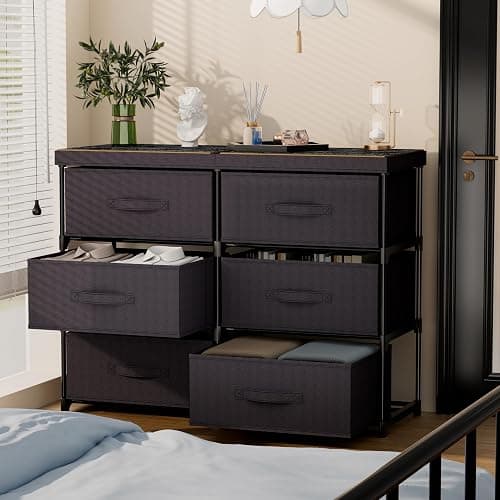 GcdPai Dresser with 6 Fabric Drawer Stand Desktop Sturdy Metal Plastic Support Tube Cube Storage Cabinet for Bedroom Organization Dorm Front Hall Entryway thumbnail 6