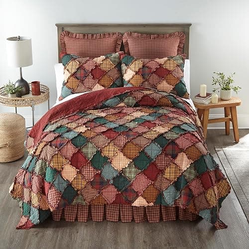Donna Sharp Cotton Full/Queen Quilt - Campfire, 91" x 91" | Pieced and Patchwork Pattern, Fits Queen Size and Full Size Beds, Machine Washable - Image 1