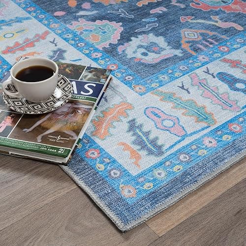 Fame Rugs Blue Modern Oushak Rug 2'5x13, Vintage Turkish Colorful Oriental Antique Inspired Long Runner Rugs, Luxury Living Room Bedroom (387BNB, 2'5 x 13'1) thumbnail 8