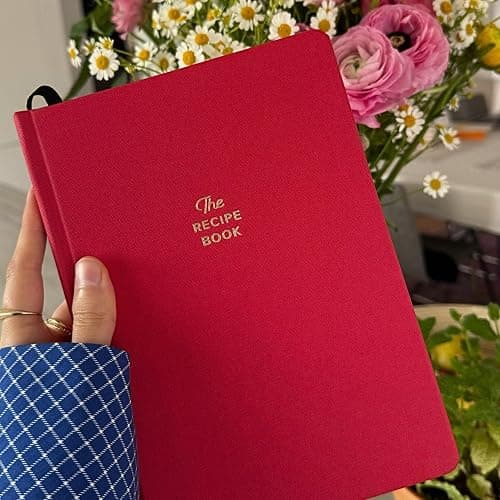 Kunitsa Co. Recipe Notebook - Keepsake Gift, Hardcover Blank Recipe Book to Write In Your Own Recipes with Journaling Prompts About the Chef, 100 Recipes, Red thumbnail 2