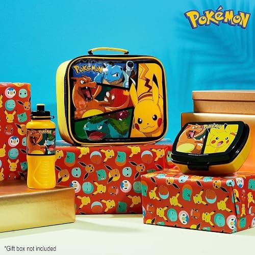 Pokemon Insulated Lunch Bag with Lunch Box Water Bottle Set for Kids 3 Piece School Snack Bag Pikachu Gifts for Kids (Yellow) thumbnail 2