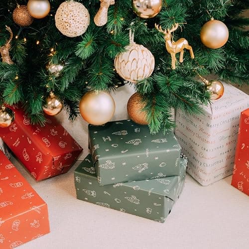 Beautiful Christmas Gift Wrapping Paper Rolls For Small & Medium Size Gifts - Set of 3 Quality Paper Rolls With Cute Designs - Add a Touch of Magic to Every Gift You Wrap - 17 in x 120 in Per Roll thumbnail 2