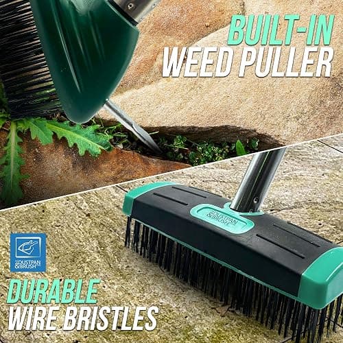 Ultimate Garden Weed Brush Set & Patio Cleaner Includes Metal Wire Broom, Angled Moss Brush with Built In Scraper Tool & Free Handheld Weed Remover Tool, Ideal for Driveway, Garden & Patio Cleaning thumbnail 2