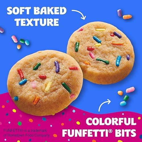 Pillsbury Mini Soft Baked Cookies, Funfetti, Snack Bags, 10 ct, 10 oz | Colorful Funfetti Bits, Soft & Chewy Texture, Individually Wrapped Pouches, Ready To Eat, Great For Kids Parties thumbnail 2