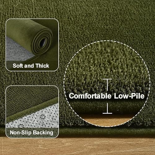 Amearea Modern Area Rugs for Bedroom Living Room, 4x6 Feet Olive Green Thickened Memory Foam Rug, Fluffy Indoor Washable Rugs Non Slip Minimalist Carpet for Kids Boys Girls Dorm Nursery Room Decor thumbnail 4