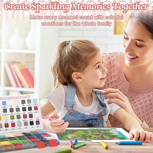 32000 PCS 32 Color Diamond Art Painting Beads Kit with Storage Box, Flat Bottom Round Resin Rhinestones for 5D Diamond Painting Accessories, Round Drills for DIY Diamond Art Crafts thumbnail 7