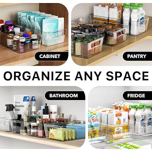 Simple Houseware 4 Pcs Pantry Clear Bin Storage Organizer, 14" x 7" x 3.75" thumbnail 6