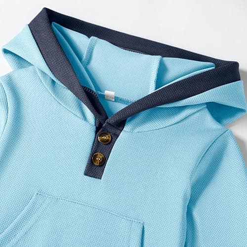 Dalukit Newborn Baby Boy Clothes Infant Fall Winter Outfits Baby Boy Romper | Newborn Baby Boy Hoodie Romper Pants Set;Breathable Mesh Fabric;Easy-change Snap crotch; Durable Knee Patches thumbnail 5