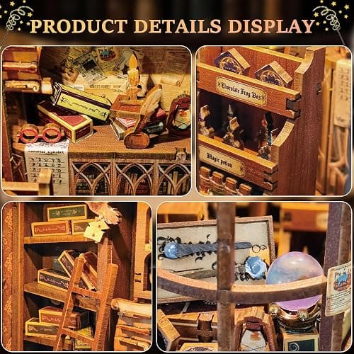 Book Nook Kits for Adults: SUNNINO Book Nook Kit Model Kits Craft Kits for Adults - DIY Miniature Doll House Kit for Bookshelf Booknook Tiny House with Sensor Led Light thumbnail 4