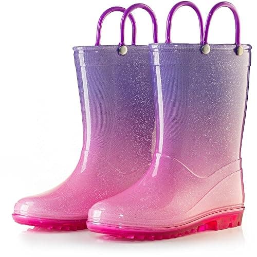 Puddle Play Kids' PVC Glitter Rain Boots with Easy-On Handles – Sparkly, Lightweight, for Girls & Boys – Toddler & Little Kid Sizes thumbnail 4