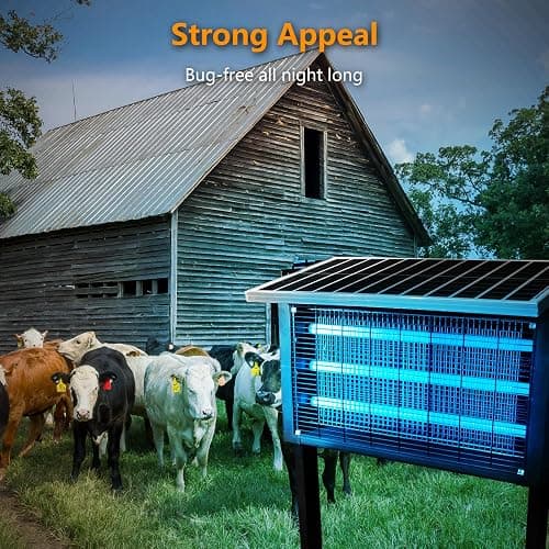 Large Solar Bug Zapper Outdoor, Powerful Solar Zapper for 8000 sq.ft | 4000V Mosquito Killer, 30W Solar Panel Bug Zapper, Waterproof Solar Bug Zapper for Garden, Farm, Camping thumbnail 8