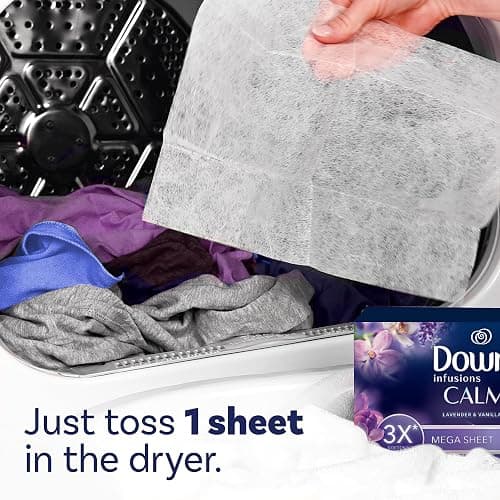 Downy Infusions Mega Dryer Sheets, Laundry Fabric Softener, CALM, Lavender and Vanilla Bean, 180 Count (3 box of 60 sheets) - 180 Count (Pack of 1) - Lavender & Vnl Bean thumbnail 2