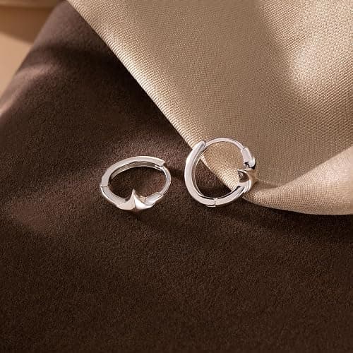 Reffeer 925 Sterling Silver Star Huggie Earrings for Women Teens Star Hoop Earrings Hypoallergenic thumbnail 5