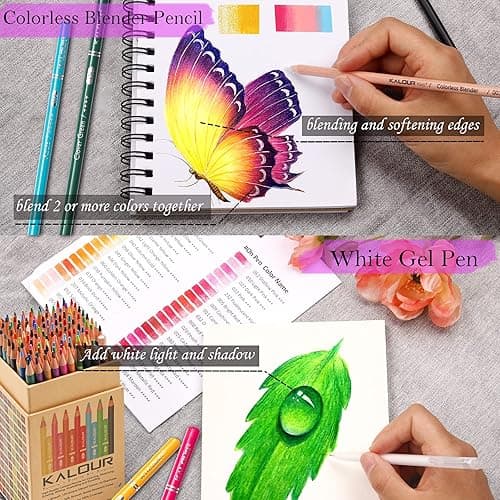KALOUR Premium Colored Pencils,Set of 120 Colors,Artists Soft Core with Vibrant Color,Ideal for Drawing Sketching Shading,Coloring Pencils for Adults Beginners kids… - 120 thumbnail 5
