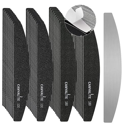 Canvalite 40 PCS Nail File 100/180 Grit Peel and Stick Nail Files Replaceable Emery Boards Reusable Nail File for Acrylic Nails Professional for DIY Salon Use - Image 1