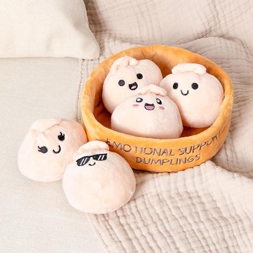 WHAT DO YOU MEME? Emotional Support Dumplings by Relatable – Valentines Day Gifts, Cute Valentines Plushies Set, Cuddly Stuffed Animals, Includes 5 Plush with Carrying Basket thumbnail 2
