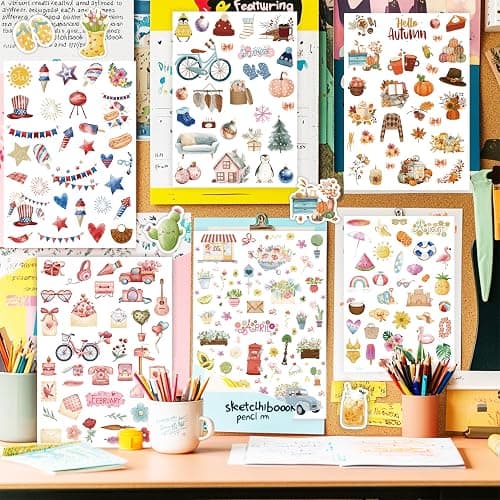 Slapaflife Planner Stickers（24 Page,1000+ Stickers, Monthly Daily Holiday Stickers, No Duplication Planner Stickers for Women, Stickers for Scrapbooking, Calendar, Journaling thumbnail 2