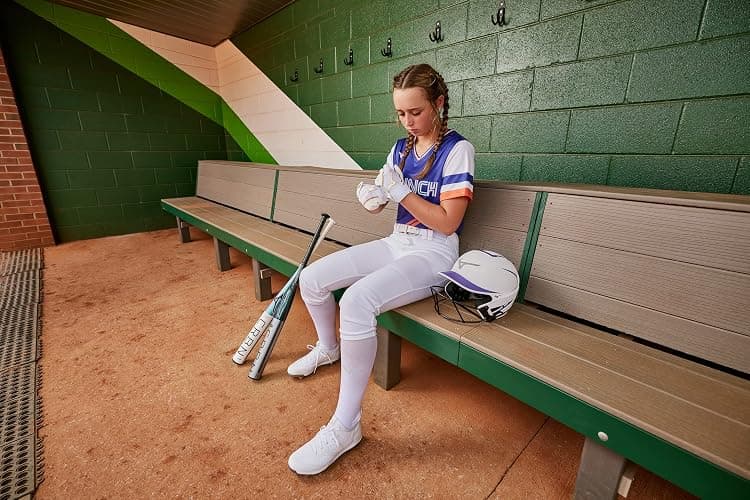 Mizuno Finch Softball Padded Batting Gloves | Pair | Adult and Youth | Nonslip Palm | Padded ShockPalm | FlexMesh Back | QuikAdjust Wrist Tab thumbnail 6