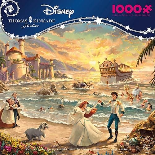 Ceaco - Thomas Kinkade - Disney - The Little Mermaid - Celebration of Love - 1000 Piece Jigsaw Puzzle, 26.6 x 19 - Image 1