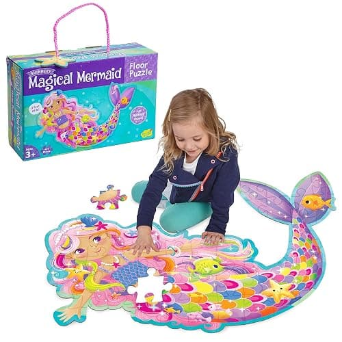 Peaceable Kingdom Shimmery Magical Mermaid Floor Puzzle - Image 1