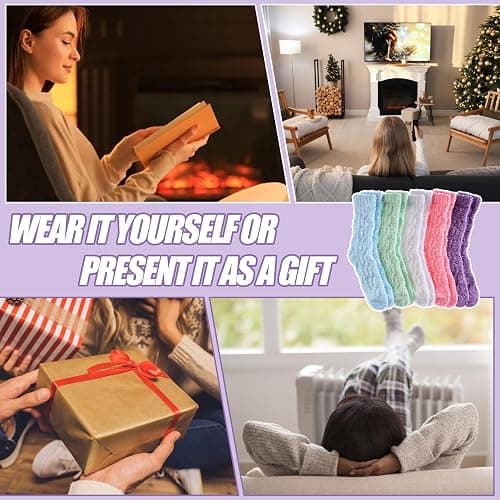 NOCIN COLOR Womens Fuzzy Socks Cozy Fluffy Slipper Soft Winter Warm Home Sleeping Christmas Socks thumbnail 6