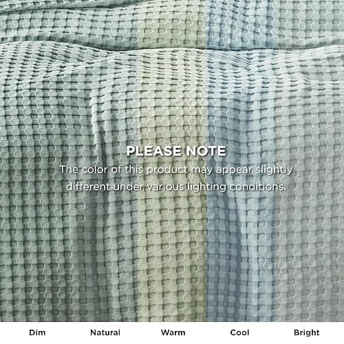 Bedsure Cooling Cotton Waffle King Size Blanket - Lightweight Breathable Blanket of Rayon Derived from Bamboo for Hot Sleepers, Luxury Throws for Bed, Couch and Sofa, Sage Green, 104x90 Inches thumbnail 9