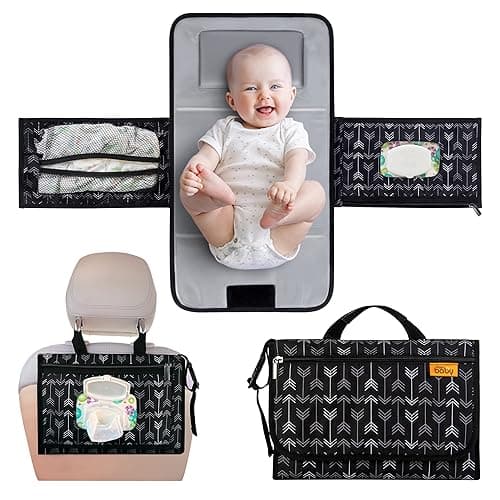 Kopi Baby Portable Diaper Changing Pad - Baby Changing Pad & Diaper Changer Travel Bag, Smart Design Baby Changing Mat, Portable Changing Pad for Baby, Baby Changing Station, Infant Gift - Black Arrow - Black Arrows - Modern