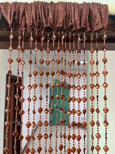ZiDeTang Acrylic Maple Leaves Diamond Décor Beaded Door Curtain String Doorway Room Divider Window Tassel Blind Screen Panel (39.3"x76.7",Brown) thumbnail 3