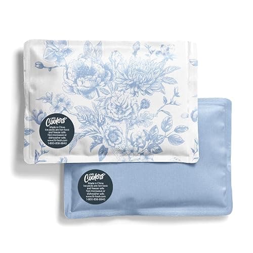 Fit & Fresh Cool Coolers 2 Pack Soft Ice for Lunch Bags, Flexible Stretch Nylon, Durable, Reusable Lunch Box Ice Packs, Soft Ice, Reusable Freezer Packs, Lunch Ice, Easy to Clean, Blue Floral - Image 1