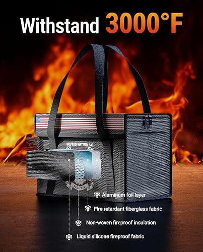 BeasTrek 100AH LiFePO4 Lithium Battery Fireproof Bag,Large Capacity Explosion-proof Lipo Battery Safe Bag for Charging and Storage,Compatible with LiTime and LiPULS(14 * 9.4 * 7.8in) thumbnail 3