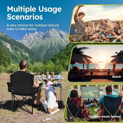 ALPHA CAMP Camping Chair 2 Pack Portable Chair with 3-Can Cooler Folding Chair with Side Pocket and Cup Holder, Collapsible for Camping, Tailgates, Beach, Fishing and Sports,2PC thumbnail 8