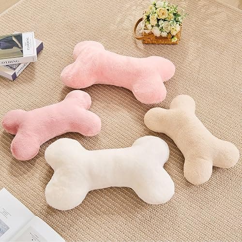 XVTRU Bone Pillow Cute Decorative Throw Pillow Bone Shaped Pillows for Aesthetic Home Decorative Cushion Pet Plush Pillow for Bed Sofa Couch (Ivory, 15 Inch) thumbnail 5