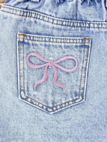 oyyniis Jean Shorts for Teen Girls Ripped Raw Hem High Waist Straight Leg Cute Summer Y2K Denim Shorts 13Y-16Y thumbnail 5