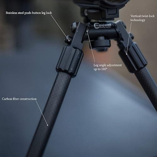 Caldwell Accumax Carbon Fiber M-Lok KeyMod Bipod with Twist Lock Quick-Deployment Legs for Mounting on Long Gun Rifle for Tactical Shooting Range and Sport thumbnail 4