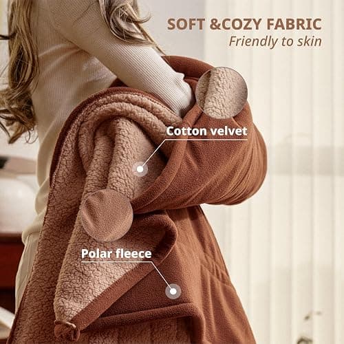 Heated Blanket-Electric Blanket,50"x60"Soft Heated Throw Blanket with 5 Heating Levels & 3 Hours auto-Off,Over-Heat Protection Fast-Heating,Machine Washable（Nut） thumbnail 6