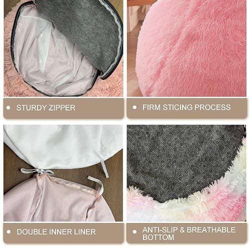 BCU Bean Bag Chair Cover Ultra Soft Fluffy Faux Fur Beanbag Cover Plush Living Room Chairs Cover for Adults and Kids, White - Milky White thumbnail 5