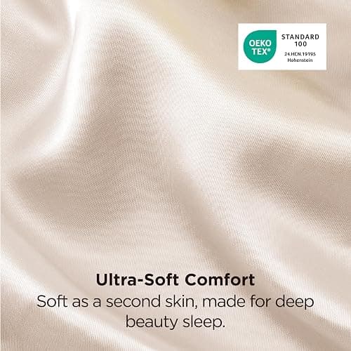 Bedsure Satin Pillowcases King Set of 2, Similar to Silk Pillow Cases Beige | Reduces Hair Frizz & Skin Friction, Decorative Covers, Room Decor, Gifts for Women Men, Envelope Closure, Cooling, 20" x 36" thumbnail 5
