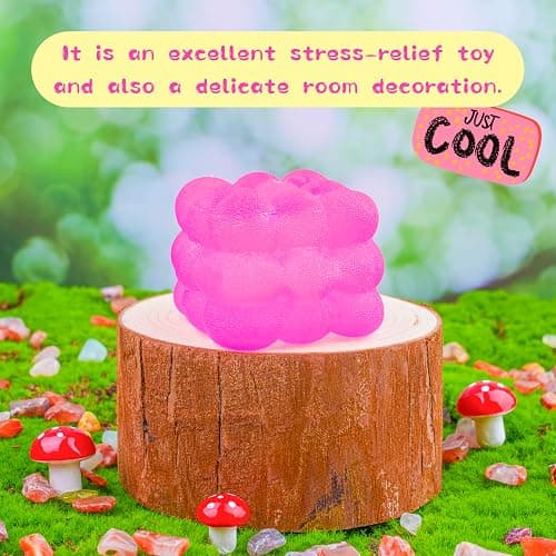 Squishy Stretchy Stress Cube, Sensory Ice Cube Sugar Ball for Kids Adults, Slow Rising Squeeze Toys for Boys Girls, Gel Filled Fidget Toys Anxiety Relief for Autism, Home Office Classroom Gifts (Pink) thumbnail 4