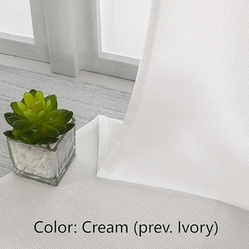 Chyhomenyc Bedroom Curtains 45 Inch Length 2 Panels, Faux Linen Textured Light Filtering Soft Airy Yellowish Window Treatment Drapes for Living Room, Each 30Wx45L Inches, Cream（prev. Ivory） thumbnail 8