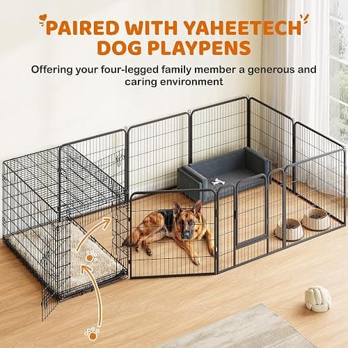 Yaheetech Dog Crate 48'' Double Door Dog Crate with Divider, Removable Tray | Metal Dog Crate with Removable Tray Wire Dog Kennel Crate for Medium to Large Dogs Travel Cage, Black thumbnail 6