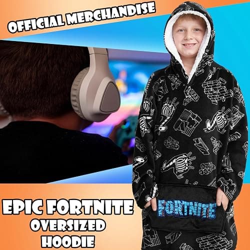 Fortnite Blanket Hoodie Gifts for Boys Teens, Oversized Fleece Pullover with Sherpa-Lined Hood, Wearable Blanket for Gamers thumbnail 4